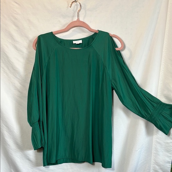 J. Jill Teal Blouse with Open Shoulders - Picture 1 of 4